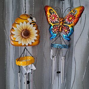 ✨ Whimsical Silver Light Metal Wind Chimes - Airy Melodic Home Decor (2) NWT